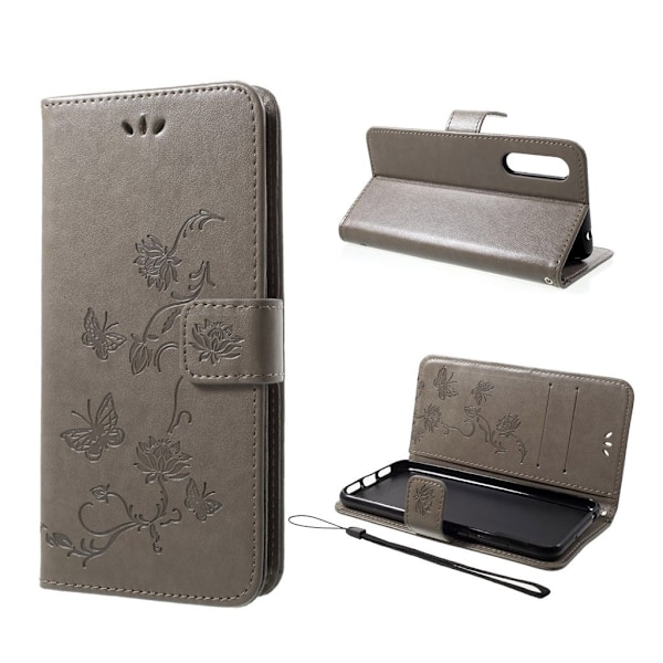 Butterfly läder Huawei P20 Pro fodral - Silver/Grå Silvergrå