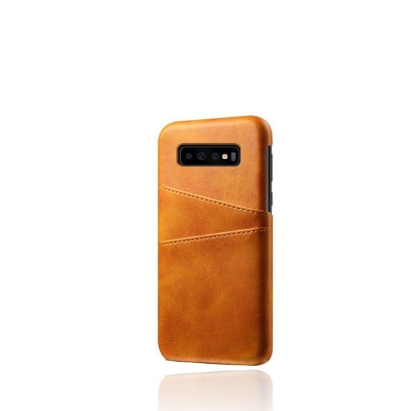 Samsung Galaxy S10 dobbelt kortholder læderetui - Orange Orange