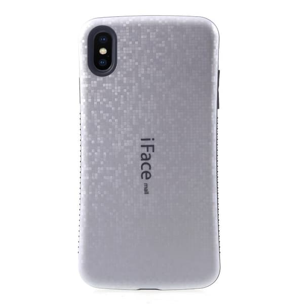 IFACE MALL iPhone Xs Max hybridfodral med mosaikmönster - Silver Silvergrå