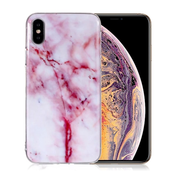 iPhone Xs Max etui med marmormønster - Style D Red