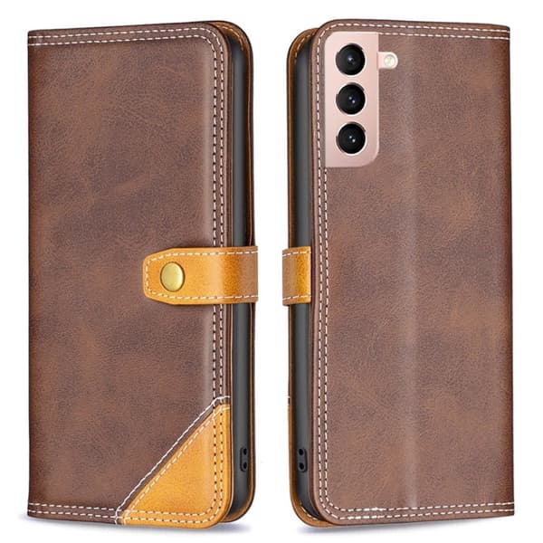 BINFEN tofarget læretui for Samsung Galaxy S21 - Brun Brown