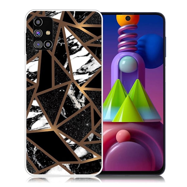 marmor Samsung Galaxy M51 etui - sort Tile Fragments Black