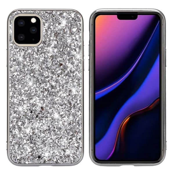 Glitter iPhone 11 Pro Max deksel - Sølv Silver grey
