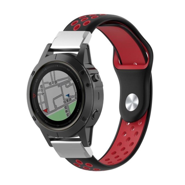 Garmin Fenix 5X to-farvet silikone Urrem - Sort og Rød Red