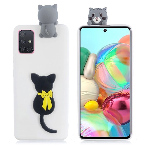 Cute 3D Samsung Galaxy A71 kotelot - Kissa White