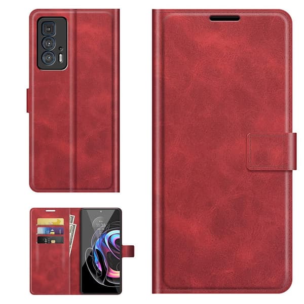 Wallet-style Læder Etui til Motorola Edge 20 Pro - Rød Red