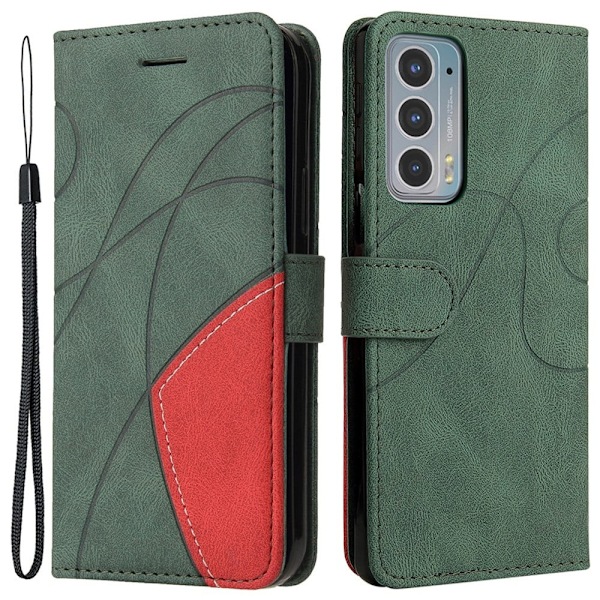 Tekstureret Læder Etui med Strop TilMotorola Edge 20 - Grøn Green