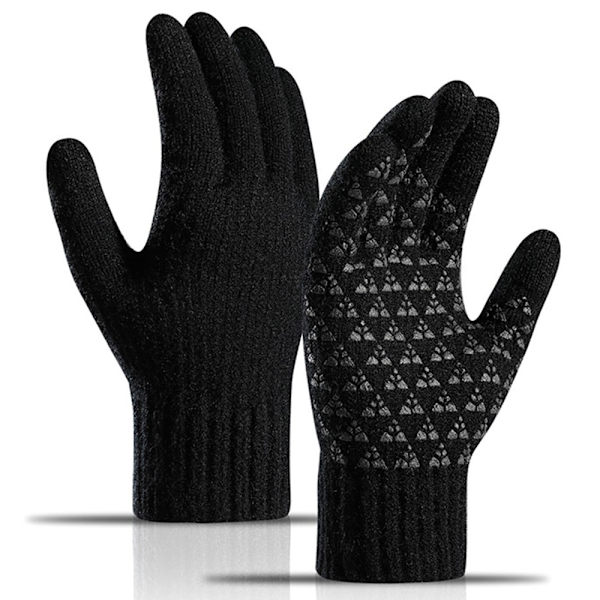 Y0097 Strikkede handsker med berøringsskærm - Sort / Sort Black