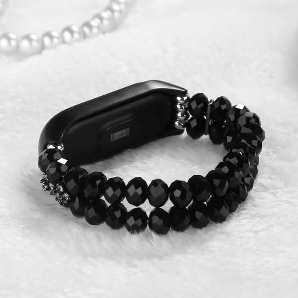Xiaomi Mi Smart Band 4 / 3 kristallihelmet kellon hihna - Musta Black