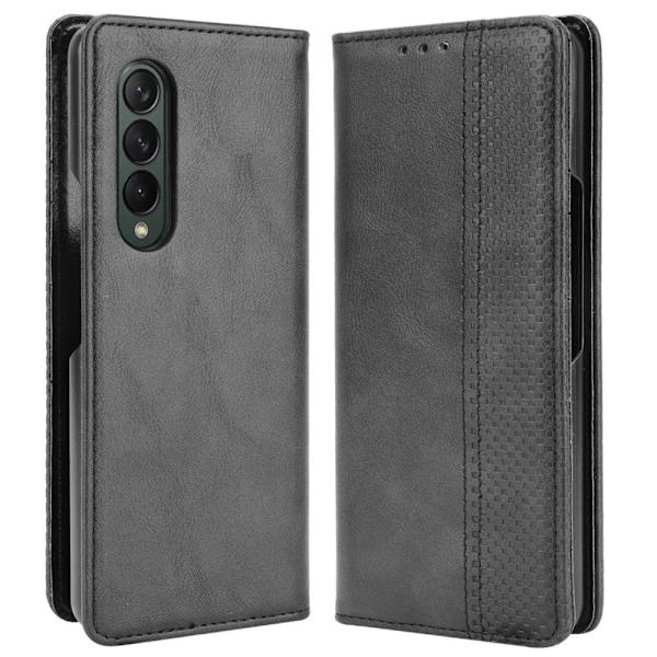 Bofink Vintage läder Samsung Galaxy Z Fold4 fodral - Svart Svart