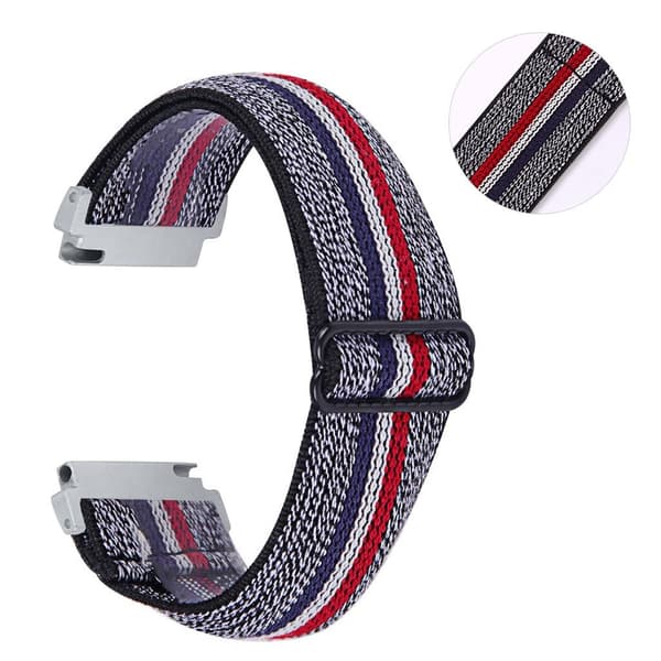 20mm Samsung Galaxy Watch 3 (41mm) / Watch Active / Gear S2 elastinen kellonauha - Sininen / Valkoinen / Punainen Multicolor