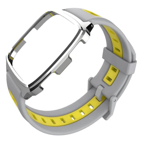 MIJOBS Fitbit Versa twill tekstur watch band - Grå / Gul Silver grey