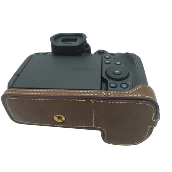 Canon EOS R5 / R6 halvcover i læder - Kaffe Brown