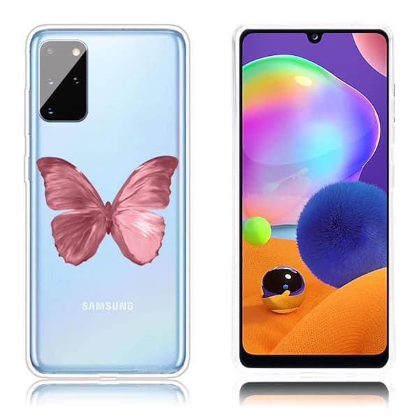 Butterfly Samsung Galaxy A31 Læderetui - Pink Pink