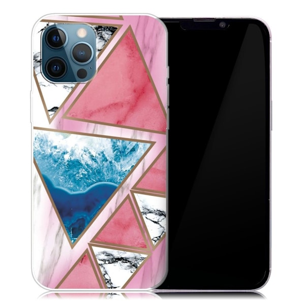 Marble design iPhone 13 Pro cover - Hvid / Blå / Rosa Trekant Multicolor
