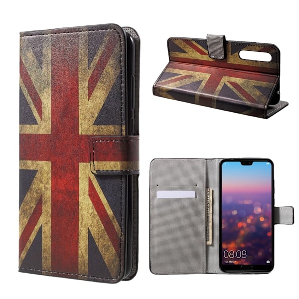 Huawei P20 Printet Mønster PU læder flip etui - Vintage US Flag Multicolor