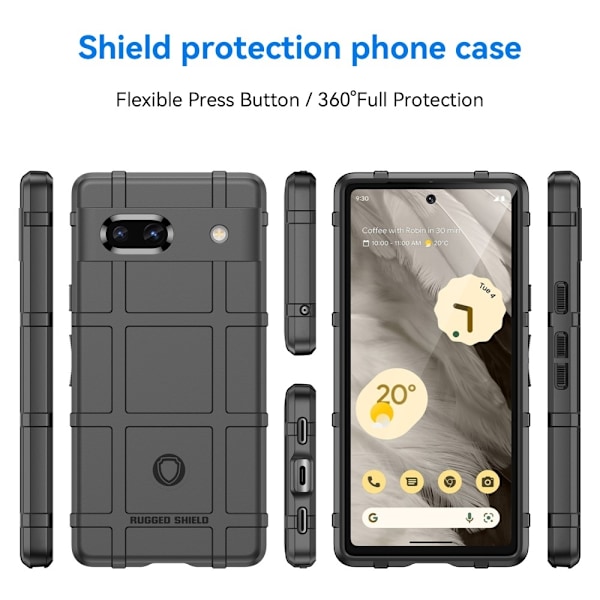 Rugged Shield Suojakotelo Google Pixel 7a - Musta Black