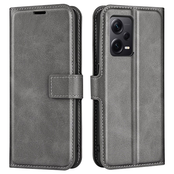 Læretui med Lommebok til Xiaomi Redmi Note 12 Pro Plus - Grå Silver grey