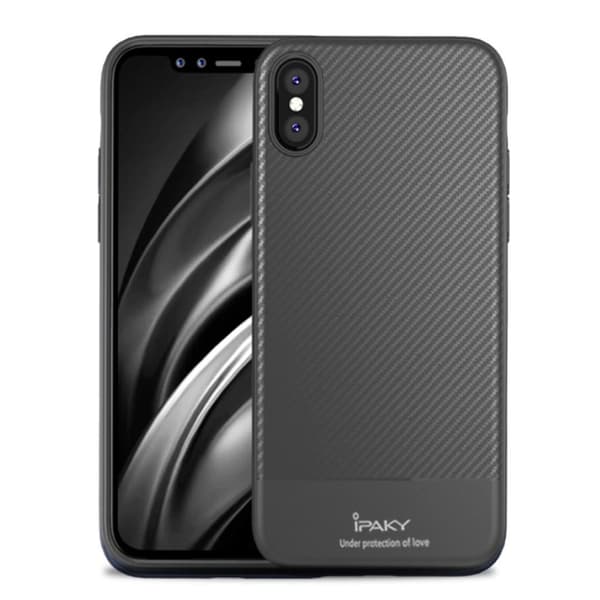 IPAKY iPhone 9 Plus mobilskal silikon kolfibertextur - Grå Silvergrå