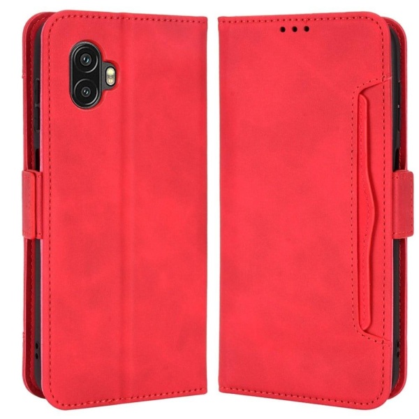 Modern-styled leather wallet case for Samsung Galaxy Xcover 6 Pr Red