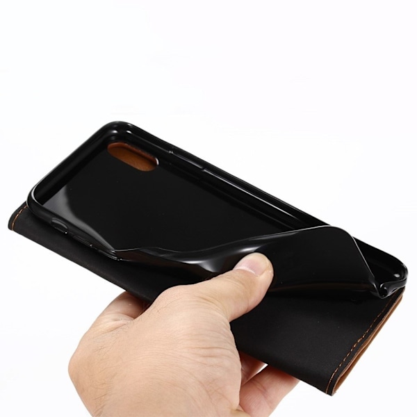 iPhone 9 Plus mobilfodral syntetläder silikon stående plånbok - Brun Brun