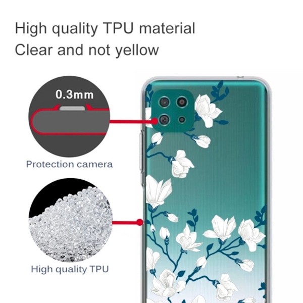 Deco Samsung Galaxy A22 5G skal - Vit Blomma Vit