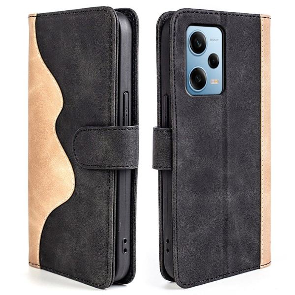 Tvåfärgat Xiaomi Redmi Note 12 Pro fodral i läder - Svart Svart