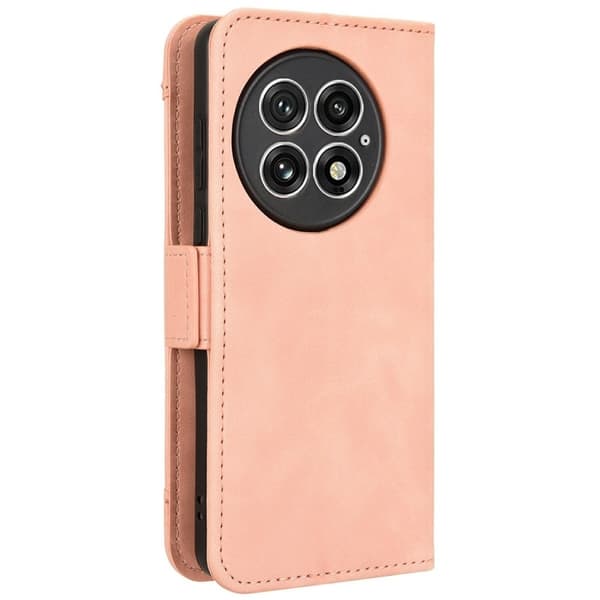 Moderne OnePlus 13 læderetui med pung - Lyserød Pink