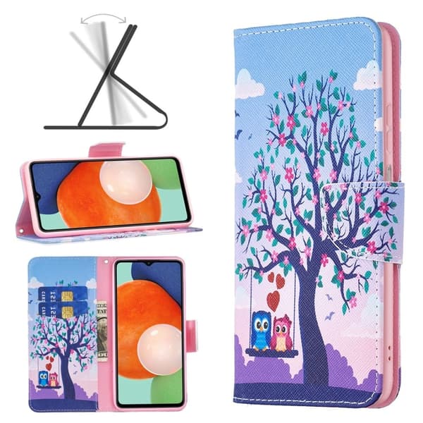 Wonderland Samsung Galaxy A13 4G Flip Etui - To Ugler Multicolor