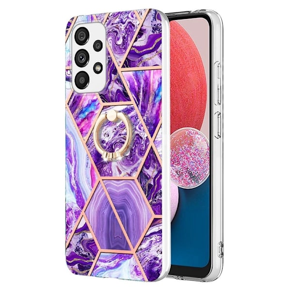Marmormotiv Samsung Galaxy A13 4G skal - Mörklila Lila