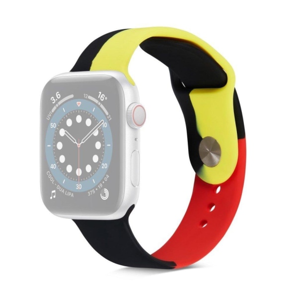 Apple Watch 40mm kontrastivärinen silikonikellon hihna - Musta / Punainen / Keltainen / Koko: L Multicolor