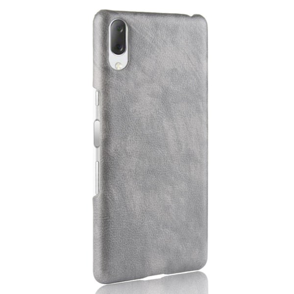 Sony Xperia L3 litchi tekstur læder etui - Grå Silver grey