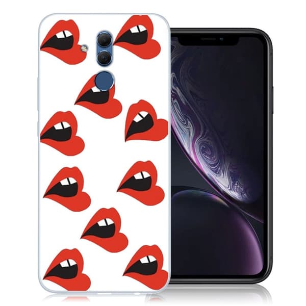 Huawei Mate 20 Lite beskyttelsesetui i silikone med mønster - Røde læber Red
