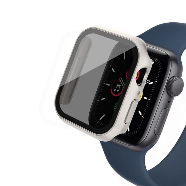 Apple Watch SE 2022 (44mm) suojakuori karkaistulla lasilla - Hopea Silver grey