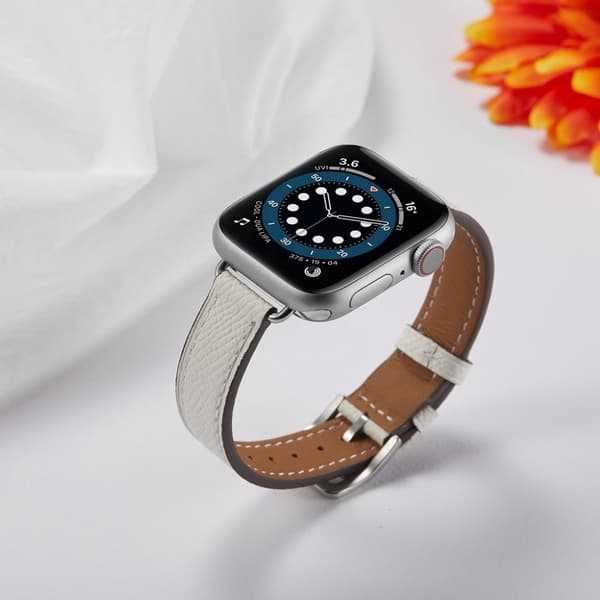 Ristikkäinen nahkaranneke Apple Watch 42mm - 44mm - Valkoinen White
