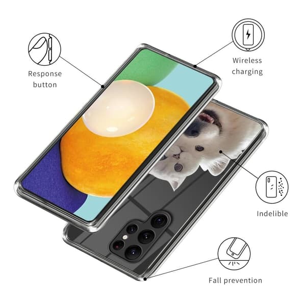 Deco Samsung Galaxy S23 Ultra skal - Katt / Hund Vit
