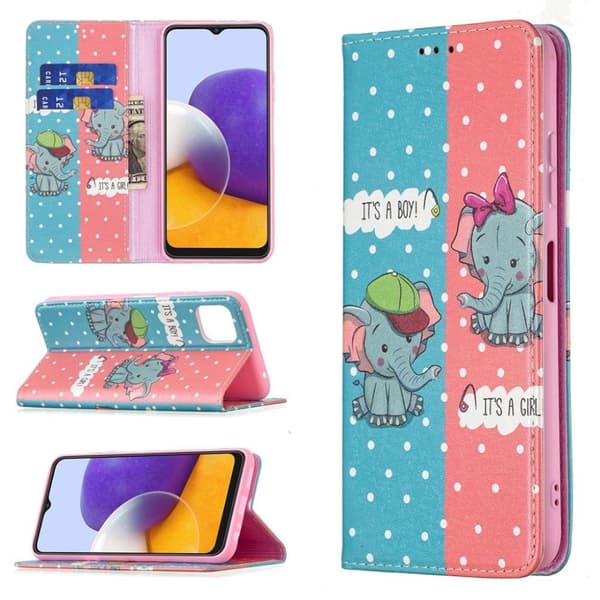 Wonderland Samsung Galaxy A22 5G Flippetui - Elefant Multicolor