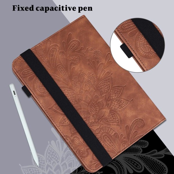 iPad Pro 11 (2021) imprint flower pattern PU leather flip case - Brown