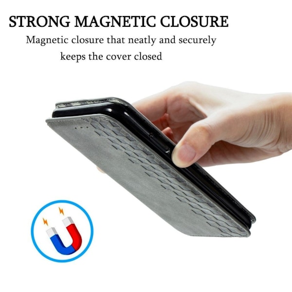 Nahkakotelo With A Stylish Rhombus Imprint For Samsung Galaxy Note 20 Ultra 5G / Note 20 Ultra - Harmaa Silver grey