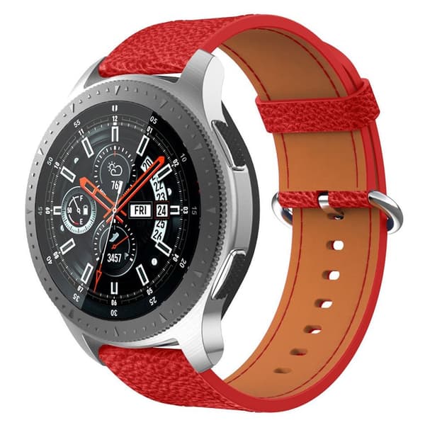 Samsung Gear S3 Classic / S3 Frontier / Galaxy Watch 46mm ægte læder Urrem - Rød Red