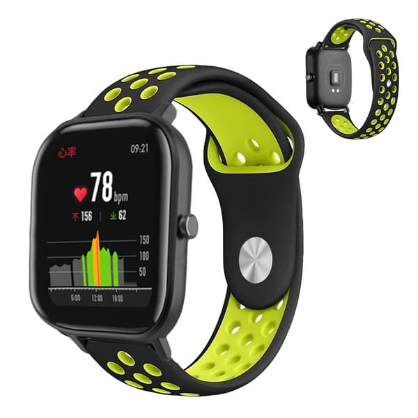 Amazfit GTS tofarvet silikone Urrem - Sort / Grøn Black
