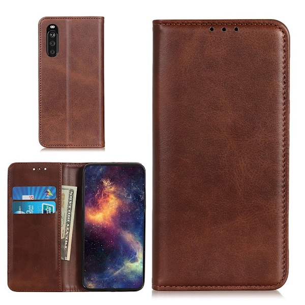 Äkta läder Sony Xperia 10 III fodral - Brun Brun