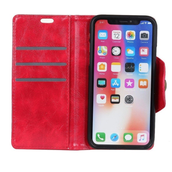 Flippfodral i läder för iPhone Xs Max - Röd Röd