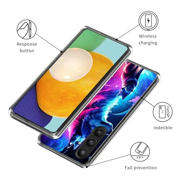 Deco Samsung Galaxy S24 deksel - Stjerneklar Ulv Blue