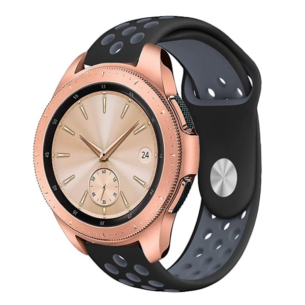 Samsung Galaxy Watch (42mm) kaksisävyinen iso ontto silikooni muovinen kellon vaihto ranneke - Musta/ Tumman Harmaa Multicolor