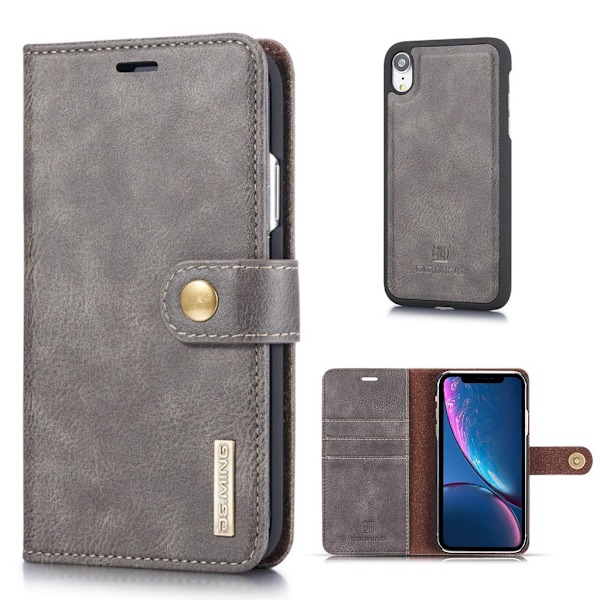 DG.Ming iPhone Xr 2-in-1 Lommebok Etui - Grå Silver grey