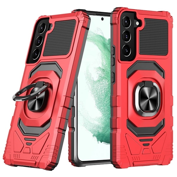 Slidstærkt cover i hård plast med blød inderside og kickstand til Samsung Galaxy S22 Plus - Rød Red