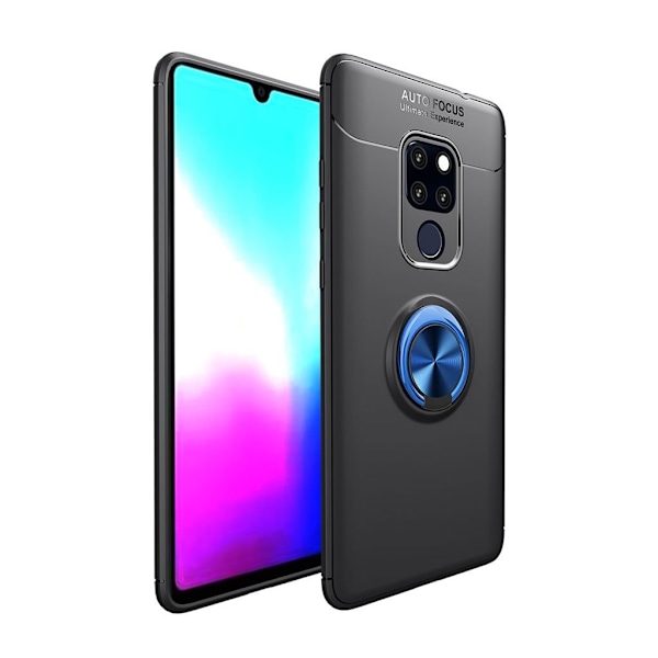 Huawei Mate 20 silikooni muovinen takasuoja kuori metalli magneetilla ja sormirenkaalla - Sininen/ Musta Multicolor