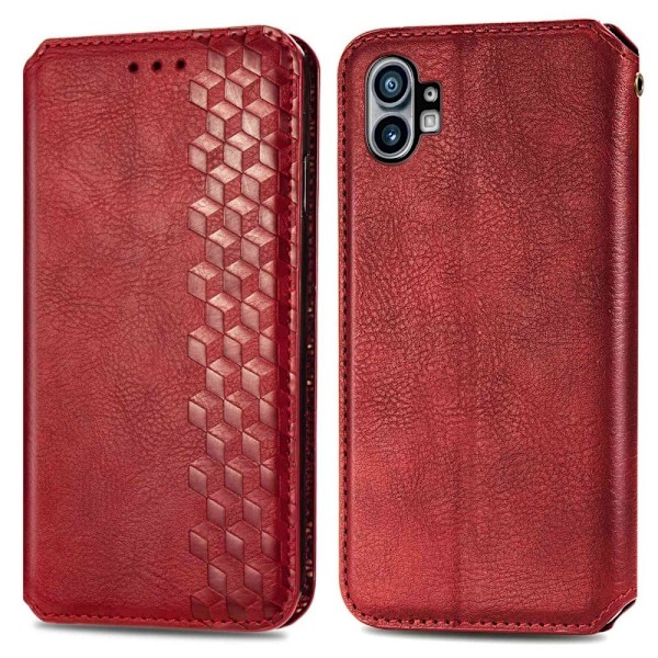 Nahkakotelo With A Stylish Rhombus Imprint For Nothing Phone (1) - Punainen Red