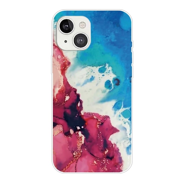 Marmordesign iPhone 14 Plus deksel - Stänk Av Rødt Og Blå Multicolor